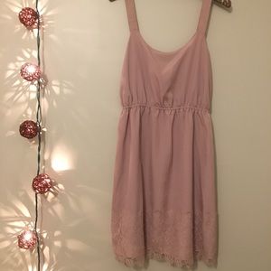Blush colored dress w belt loops.